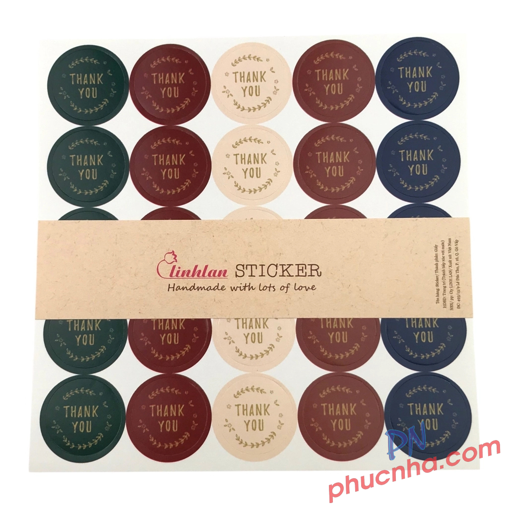 Sticker tròn nhỏ chữ Linh Lan STIC - TN 2,5 x 2,5 cm