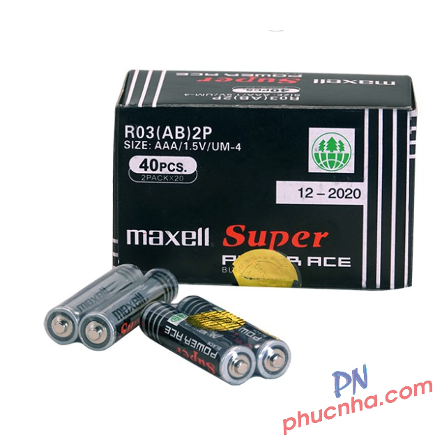 Pin Aaa Maxcell R03 Pin AAA Maxell tem vàng 3A R03(AB)2P 1.5V (40 cục/ hộp)