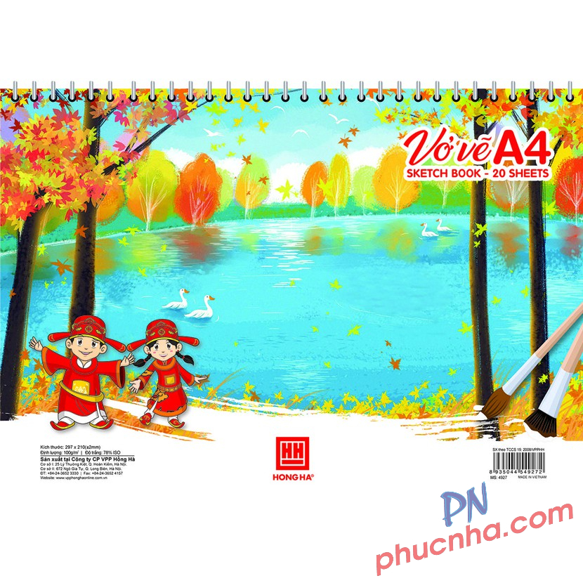 Sổ vẽ lò xo A4 20 tờ 100gsm Hồng Hà 4947