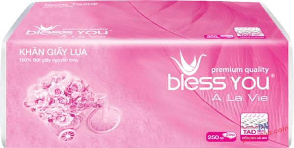 Khăn giấy lụa Bless You À La Vie 250 tờ x 2 lớp (40 gói/ thùng)