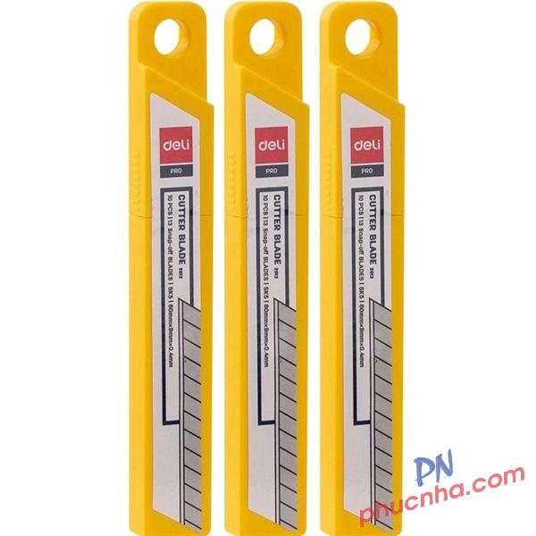 Lưỡi dao rọc giấy nhỏ 9mm Deli 2012 (10 lưỡi/ ống) (36/432)