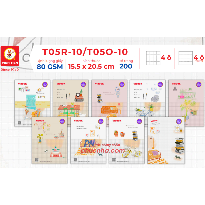 Tập HS Vĩnh Tiến Peaceful 200 trang 80gsm 4 ô ly (5/50)