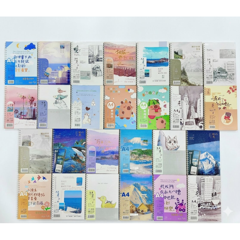 Sổ vẽ lò xo sketch book A4 45 tờ 100gsm bìa hình cute