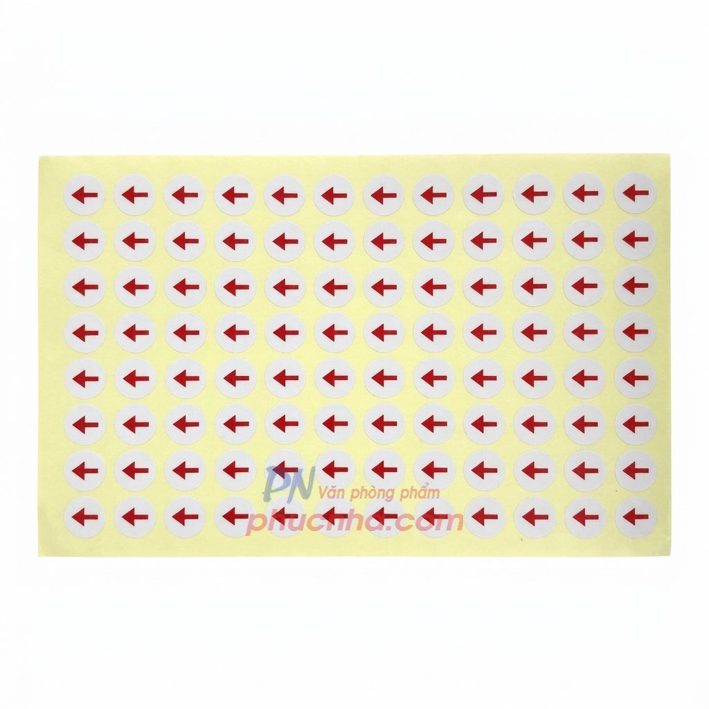 Decal tomy tem, nhãn dán A6 (10 tờ/ xấp - 25 xấp/ lốc)  - Mũi tên/ Số thứ tự