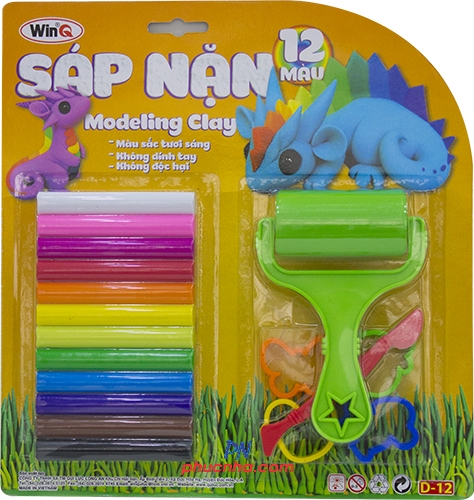Đất sáp nặn WinQ D-12 12 màu + khuôn hình, con lăn (10/40)