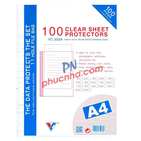 Bìa lỗ A4 420g (60X/ T) tem xanh