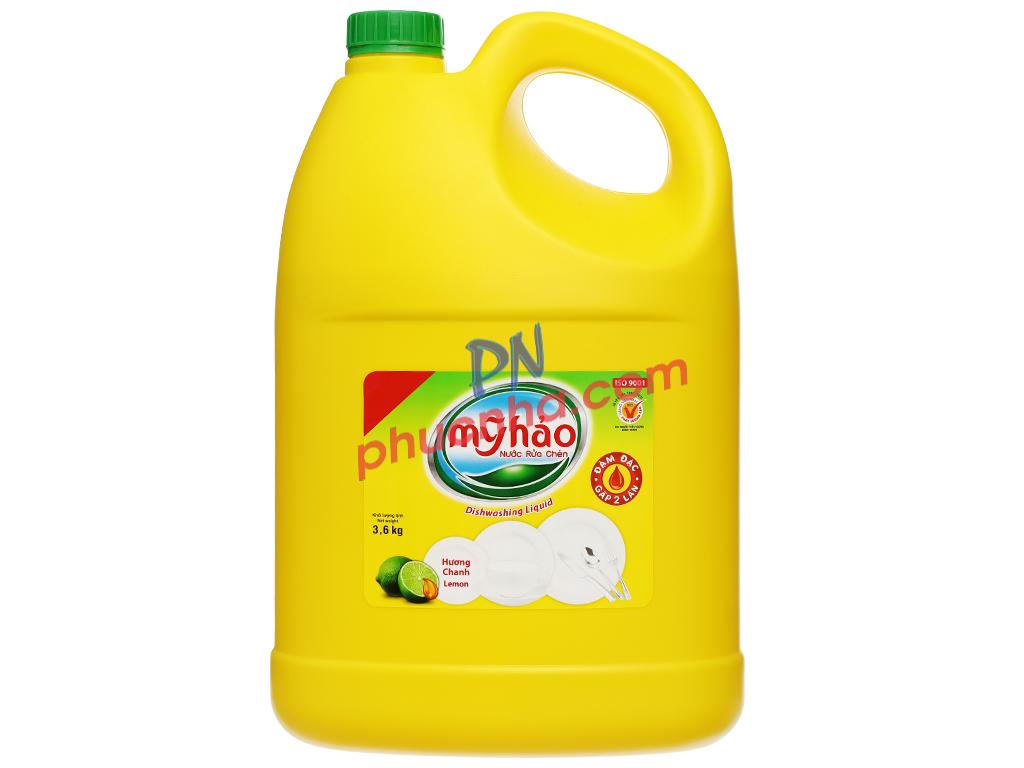 Nước rửa chén Mỹ Hảo đậm đặc hương chanh can 3.6kg (4 can/ thùng)