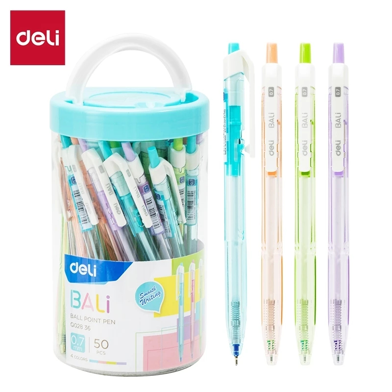 Bút bi dầu Deli Q02836 0.7mm, mực xanh (50)