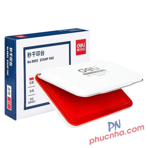 Hộp dấu, tampon sắt Deli 9892 106x67mm Mực đỏ