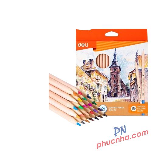 Bút chì màu thân gỗ mọc Deli C124 12 màu/ 24 màu