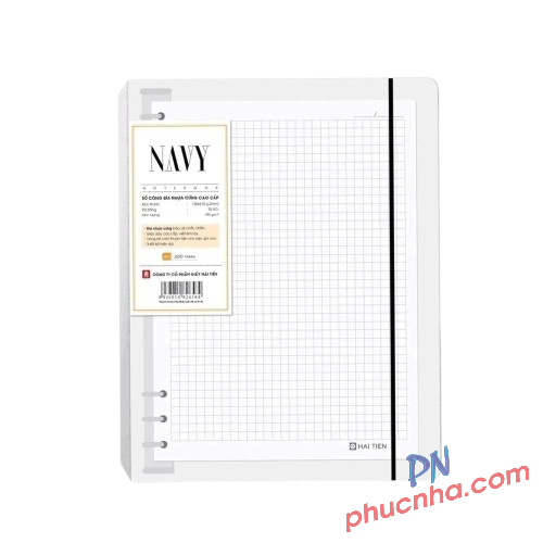 Sổ còng sắt A5 bìa nhựa 6 còng 200tr 100gsm HT Navy