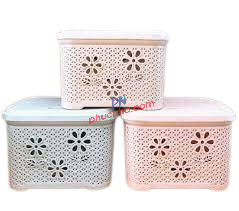 Giỏ nhựa hoa có nắp Việt Nhật 5158 (45x33x29cm)