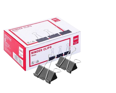 Kẹp bướm đen Deli 38564 25mm/ 38563 32mm/ 38562 41mm/ 38561 51mm (12 cái/ hộp)