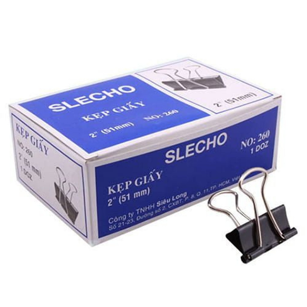 Kẹp bướm đen Slecho 15mm/ 19mm/ 25mm/ 32mm/ 41mm/ 51mm (12 cái/ hộp)