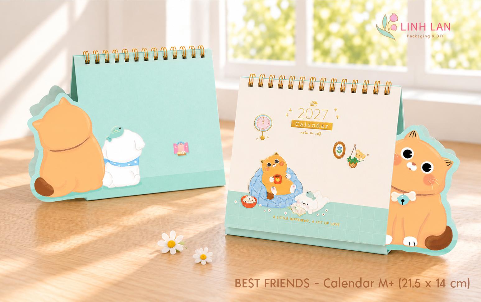 Lịch để bàn Decor Calendar M+ 2027 Đinh Mùi lò xo chữ M (A ngang) 21.5x14cm best friend kèm sticker