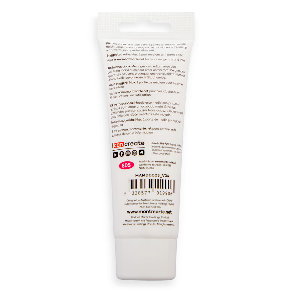 Dung môi pha màu acrylic Mont Marte MAMD005 75ml - Gel Medium Matte giúp tăng độ mờ (tỉ lệ 1:4)