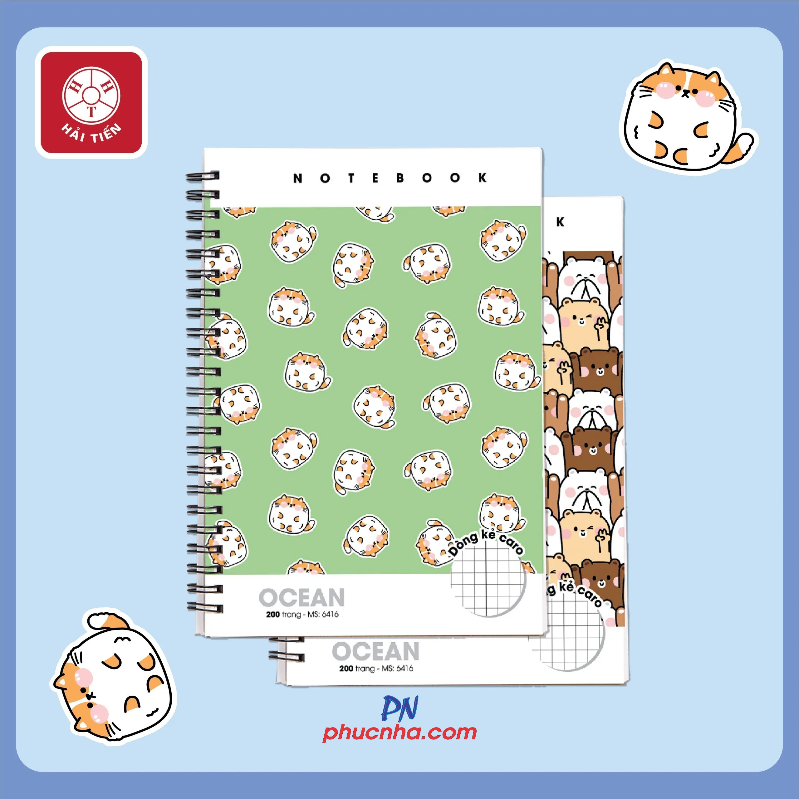 Sổ lò xo Hải Tiến Ocean 6416 B5 200 trang 70gsm caro