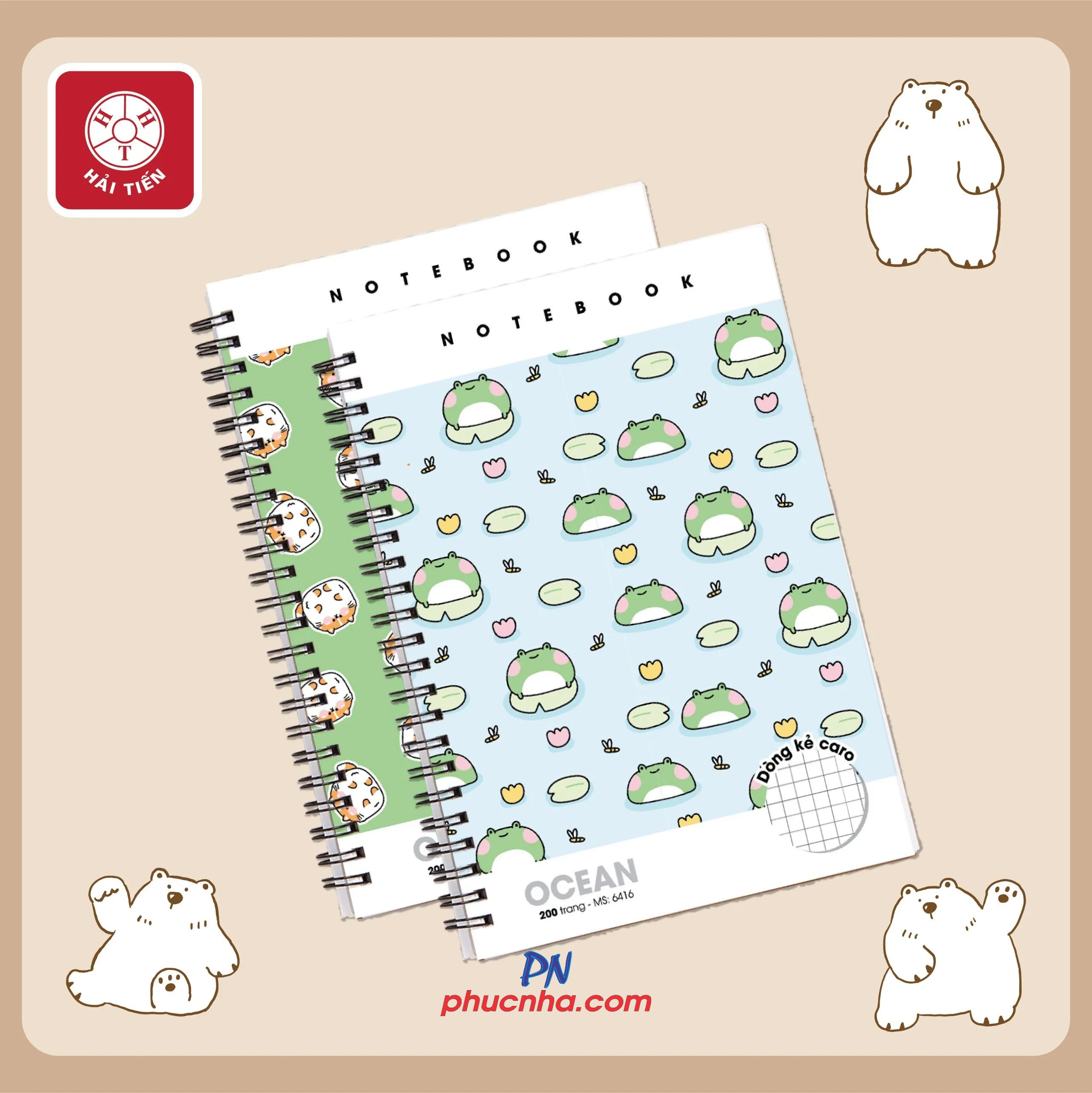 Sổ lò xo Hải Tiến Ocean 6416 B5 200 trang 70gsm caro