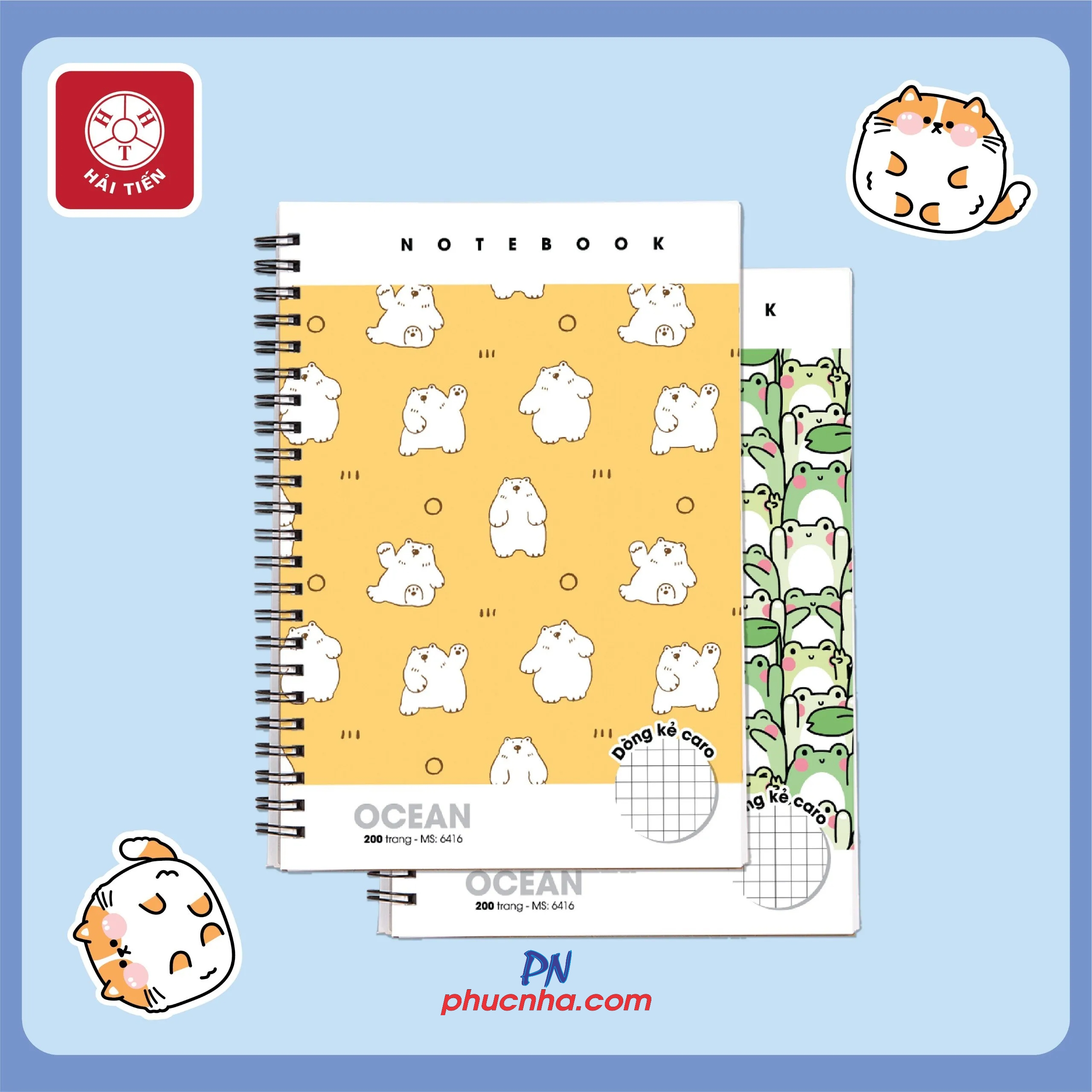 Sổ lò xo Hải Tiến Ocean 6416 B5 200 trang 70gsm caro