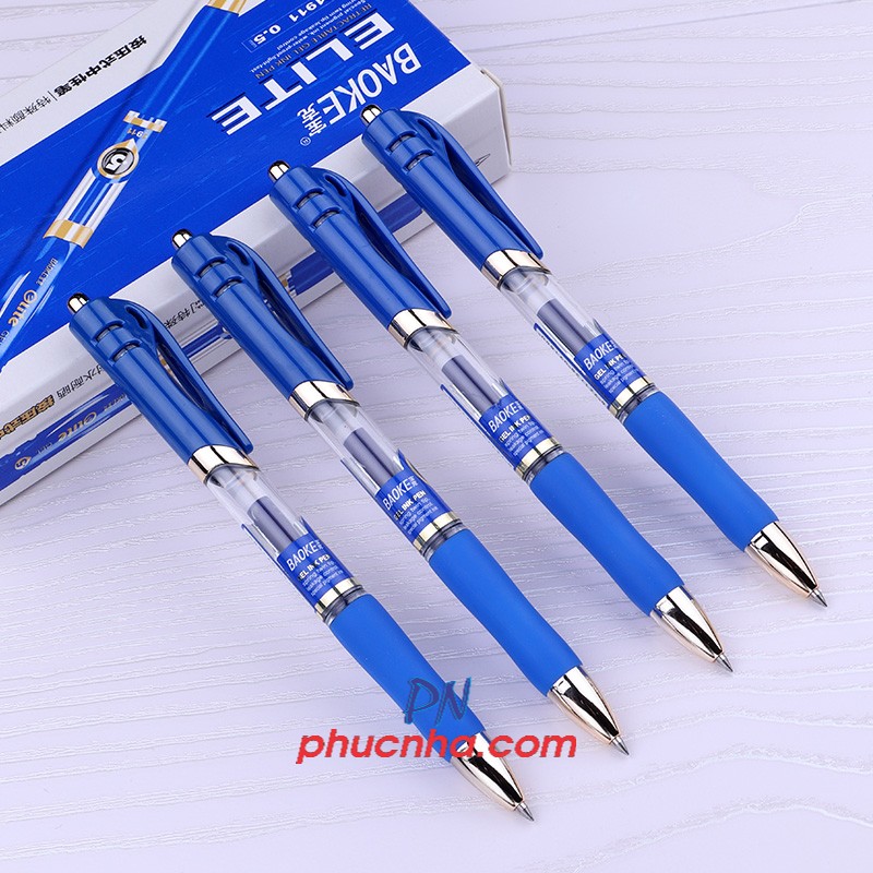 Bút gel bấm Baoke 1911 elite 0.5mm mạ vàng (12)