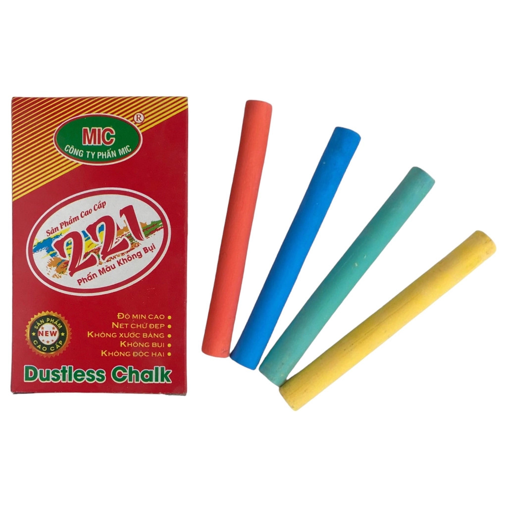 Phấn màu viết bảng không bụi MIC 10 viên/ 100 viên