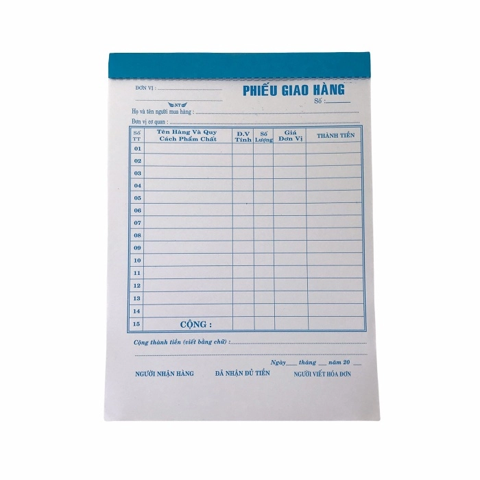Phiếu giao hàng A5 16x20cm 1 liên (10 quyển/ lốc)