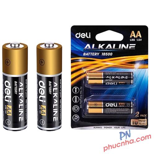 Pin AA Alkaline Deli 18500 LR6 1.5V 2A (2 viên/ vỉ) (20) - Pin đồng hồ, pin tiểu