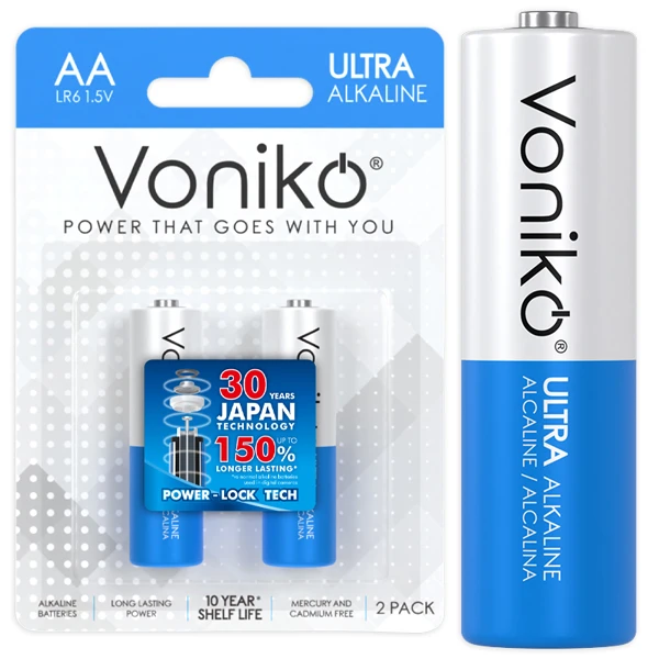 Pin Alkaline, pin kiềm Voniko AA LR6 1.5V 2 viên/ vỉ (12)