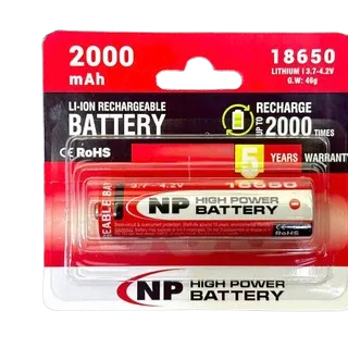 Pin sạc 18650 NP 2000mAh 3.7-4.2V đầu lồi (1 viên/ vỉ) (10)