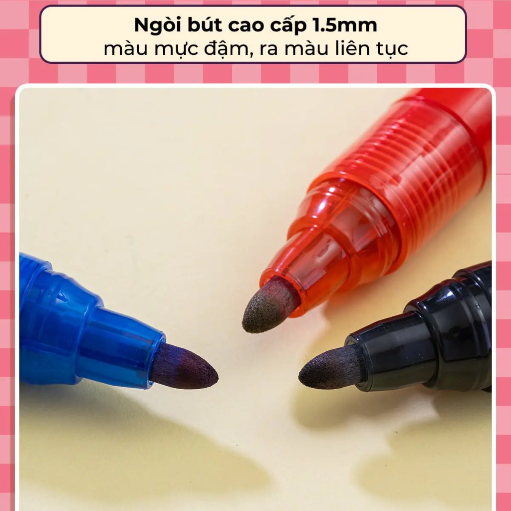 Bút lông dầu Thiên Long PM-025 1 đầu 1.5mm (10) - đầu vặn bơm mực dễ dàng