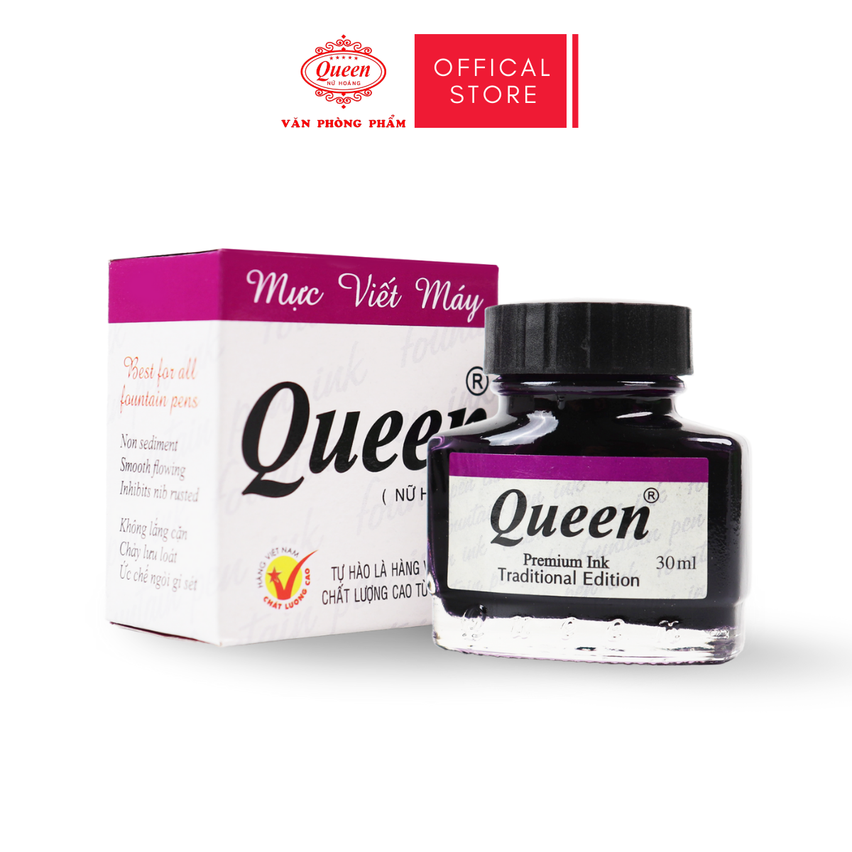 Mực viết máy Queen FPI-01 30ml (12/72) - Mực xanh/ tím/ đen