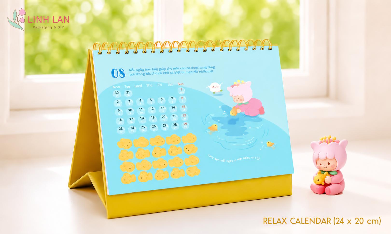 Lịch để bàn Decor Relax Calendar 2027 Đinh Mùi lò xo chữ M (A ngang) 24x20cm Stiker bóc dán tương tác, xếp hình