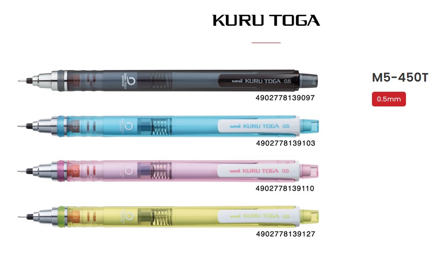 Bút chì bấm lắc xoay bấm tự động 0.5mm Uniball M5-450T Kuru tora