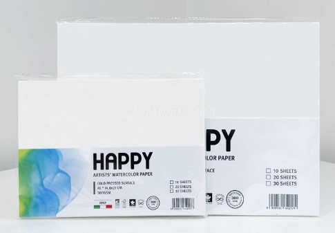 Giấy vẽ màu nước 300gsm Happy artist vân cold sần (10 tờ/ xấp)
