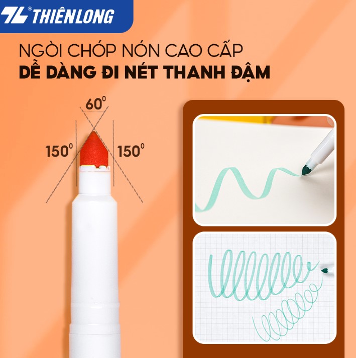 Bút lông màu Fiber Pen Thiên Long Colokit SWM-C008 20 màu tone pastel (có thể rửa được) ngòi chóp