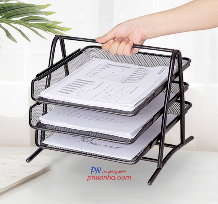Kệ hồ sơ 3 tầng lưới sắt A4 Deli 9181