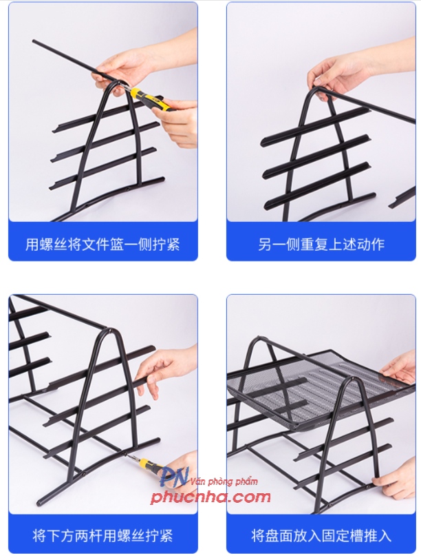 Kệ hồ sơ 3 tầng lưới sắt A4 Deli 9181