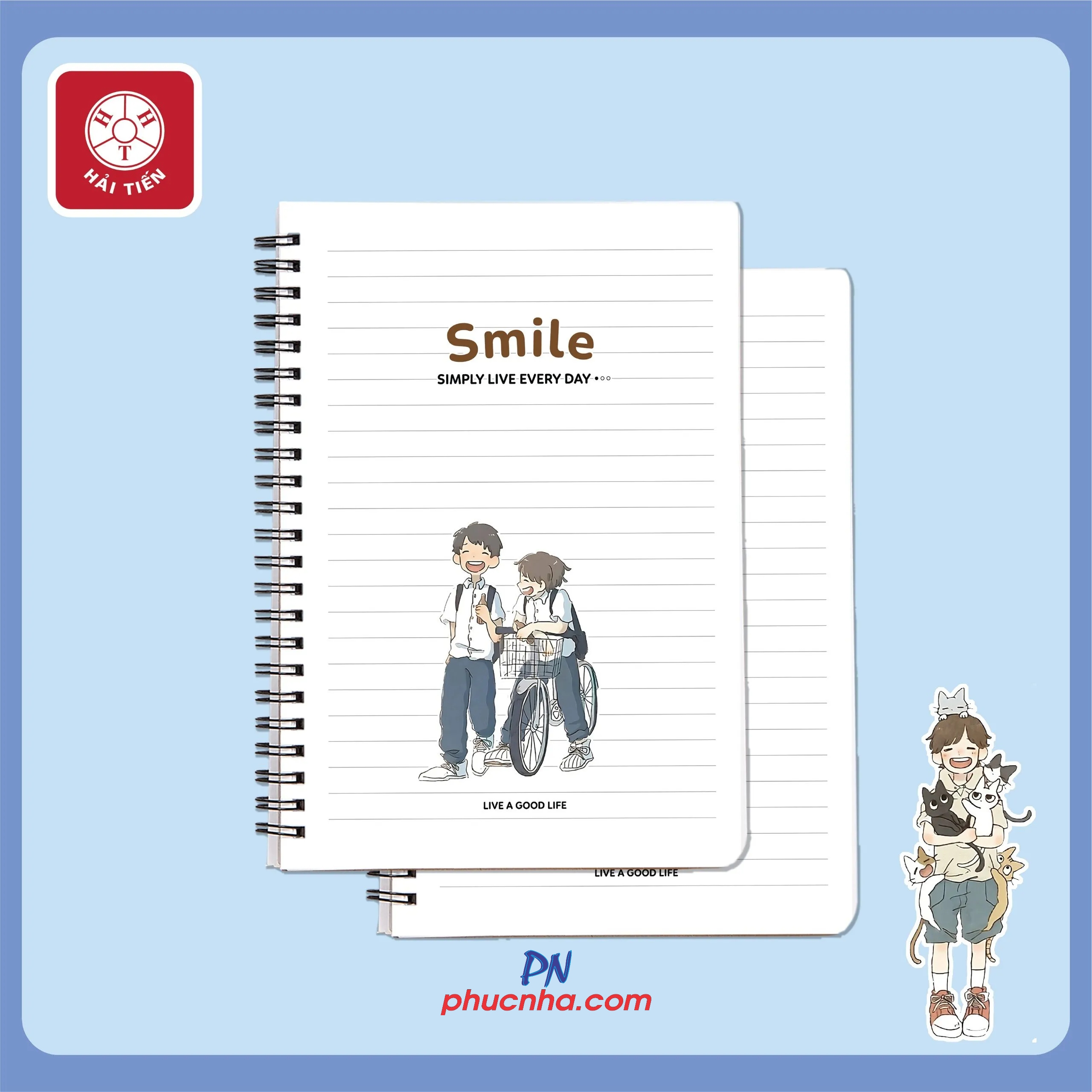 Sổ lò xo Hải Tiến Smile 200 trang 80gsm - A7/ A6/ A5/ B5