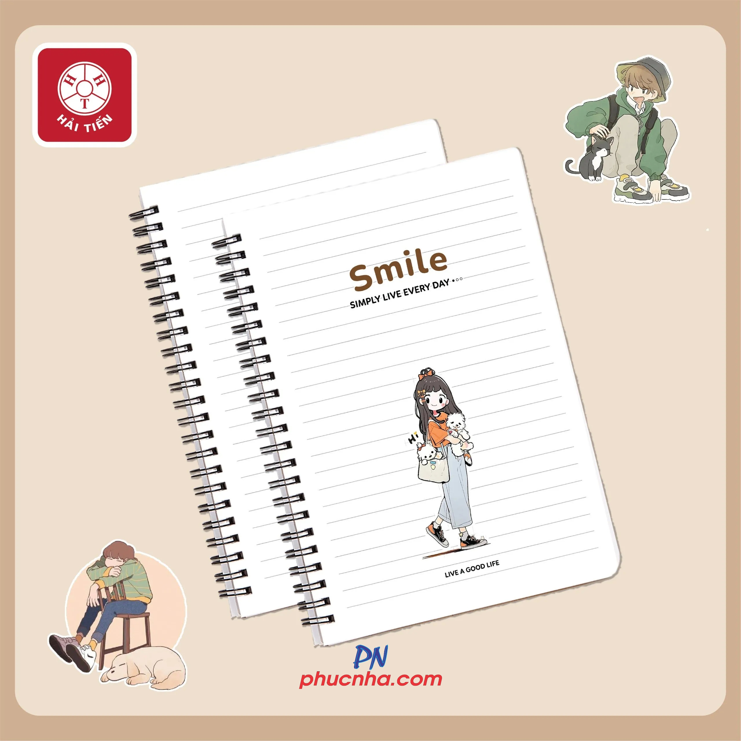 Sổ lò xo Hải Tiến Smile 200 trang 80gsm - A7/ A6/ A5/ B5