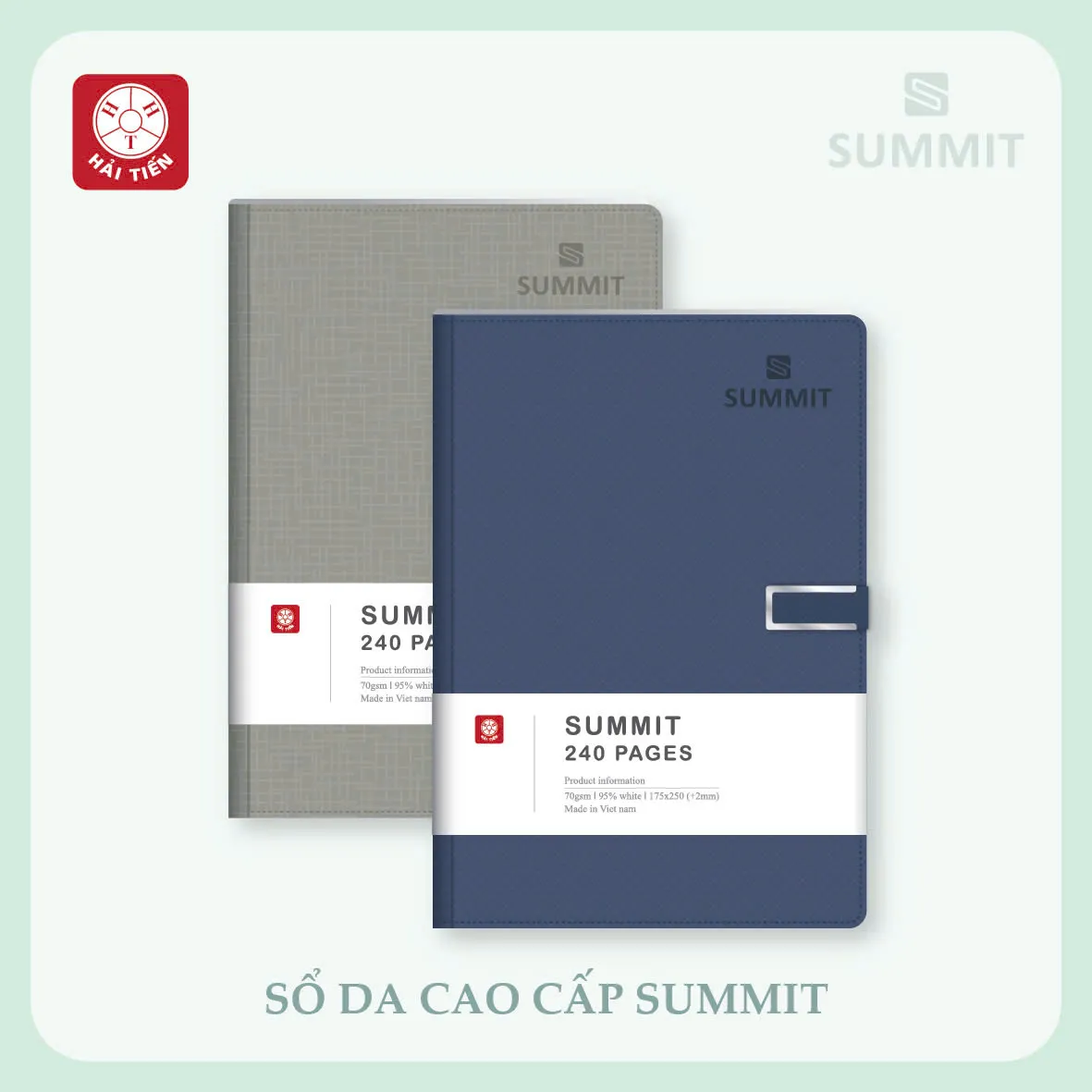 Sổ bìa da Hải Tiến Summit 6 200 trang 70gsm 150x210mm nút gài hít (40)