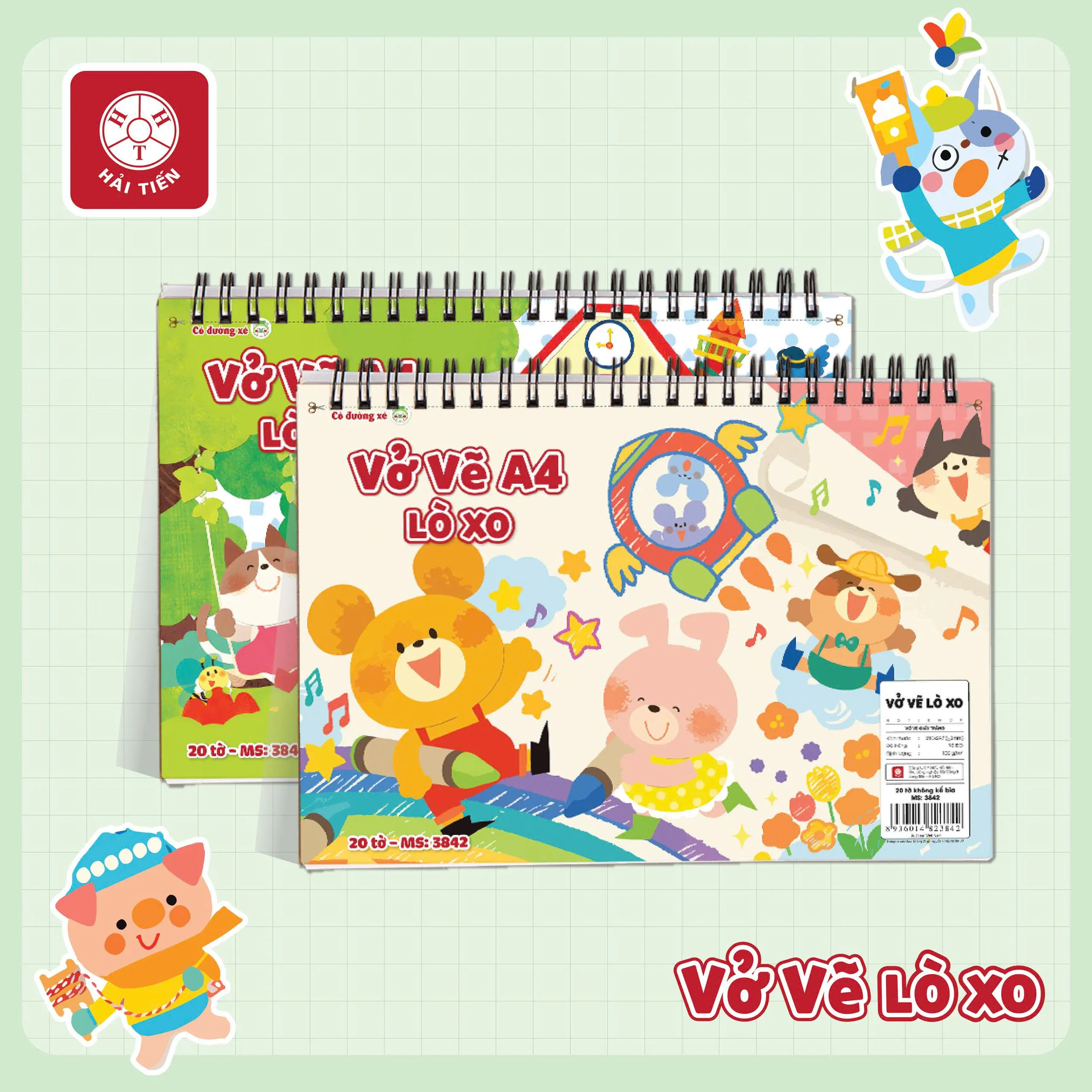 Sổ vẽ lò xo Hải Tiến 3842 20 tờ 100gsm A4 (5/80)