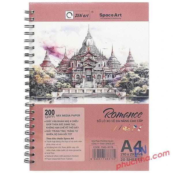 Sổ vẽ lò xo Romance 20 tờ, 200gsm -Taiwan