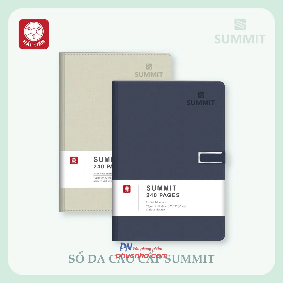 Sổ bìa da Hải Tiến Summit 6 200 trang 70gsm 150x210mm nút gài hít (40)