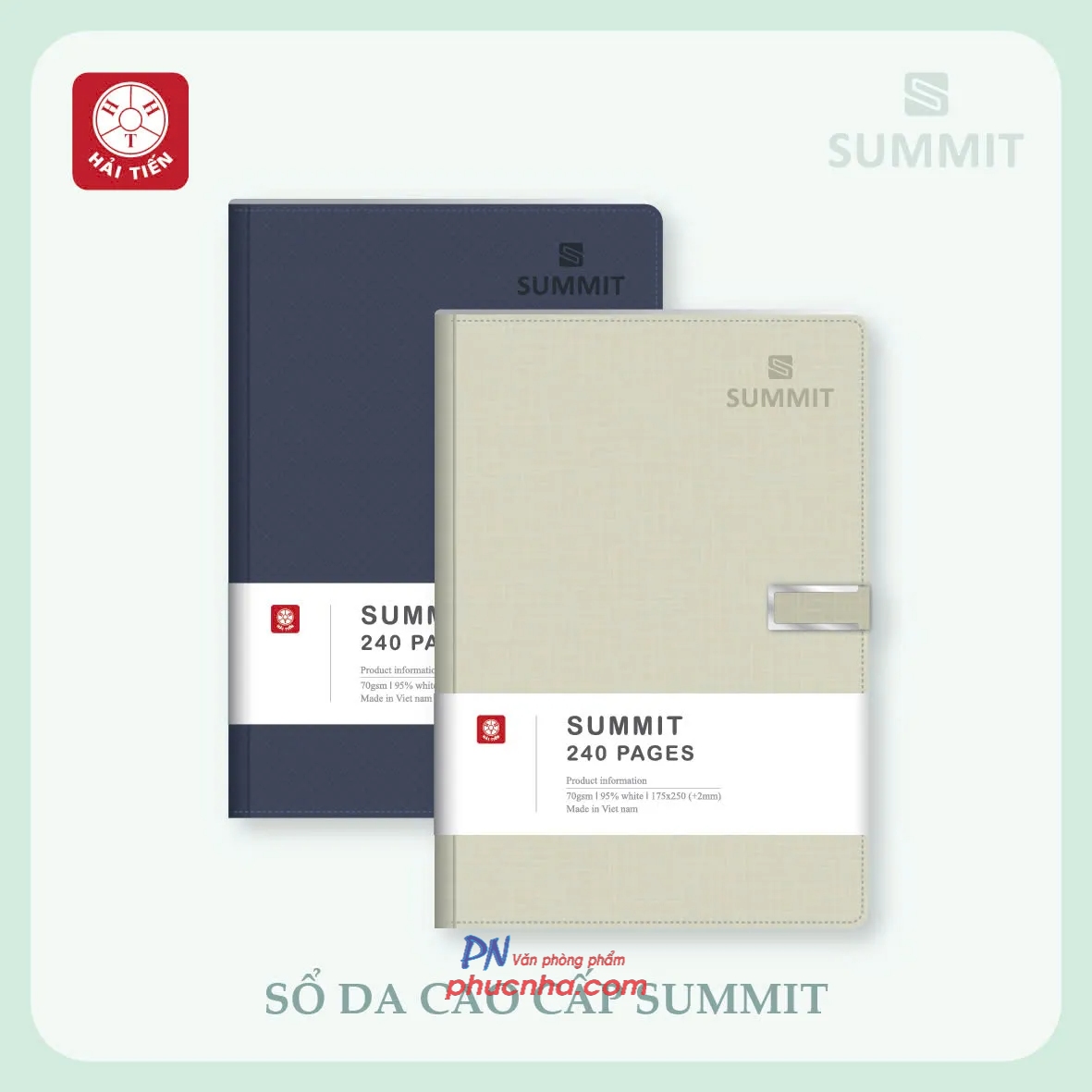 Sổ bìa da Hải Tiến Summit 6 200 trang 70gsm 150x210mm nút gài hít (40)