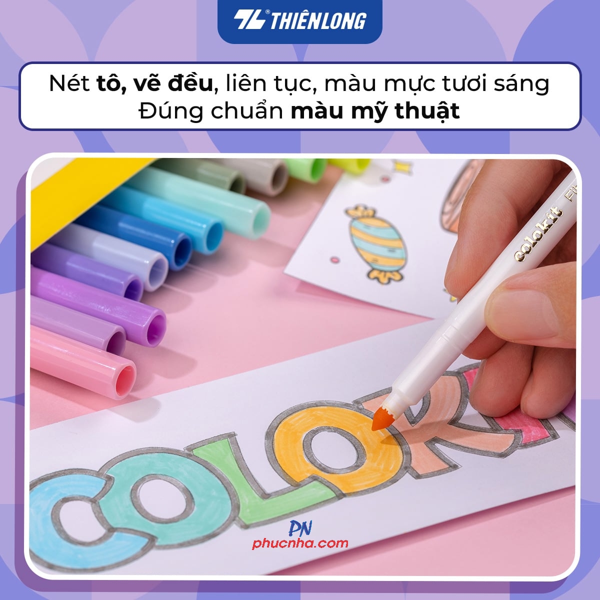 Bút lông màu Fiber Pen Thiên Long Colokit SWM-C008 20 màu tone pastel (có thể rửa được) ngòi chóp
