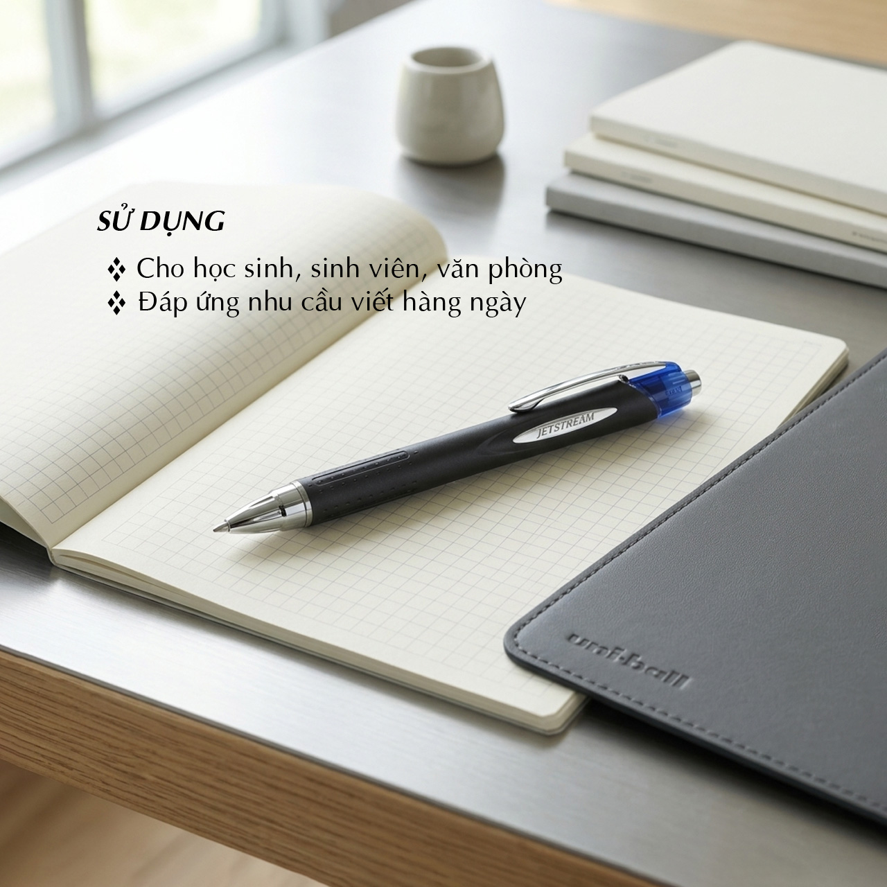 Bút ký Uni-ball SXN-210 Jetstream semi gel bút bi bấm 1.0mm, mực xanh (12)