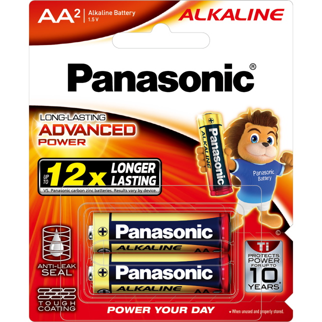 Pin Panasonic AA ALKALINE LR6T/2B-V 2 viên/ vỉ (cỡ 2A), pin kiềm (12 vỉ/ hộp)