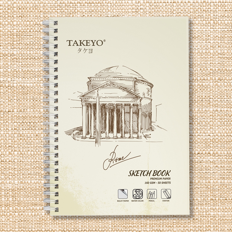 Sổ vẽ lò xo Takeyo 8525 B4 50 tờ 160gsm, tập vẽ, vở vẽ