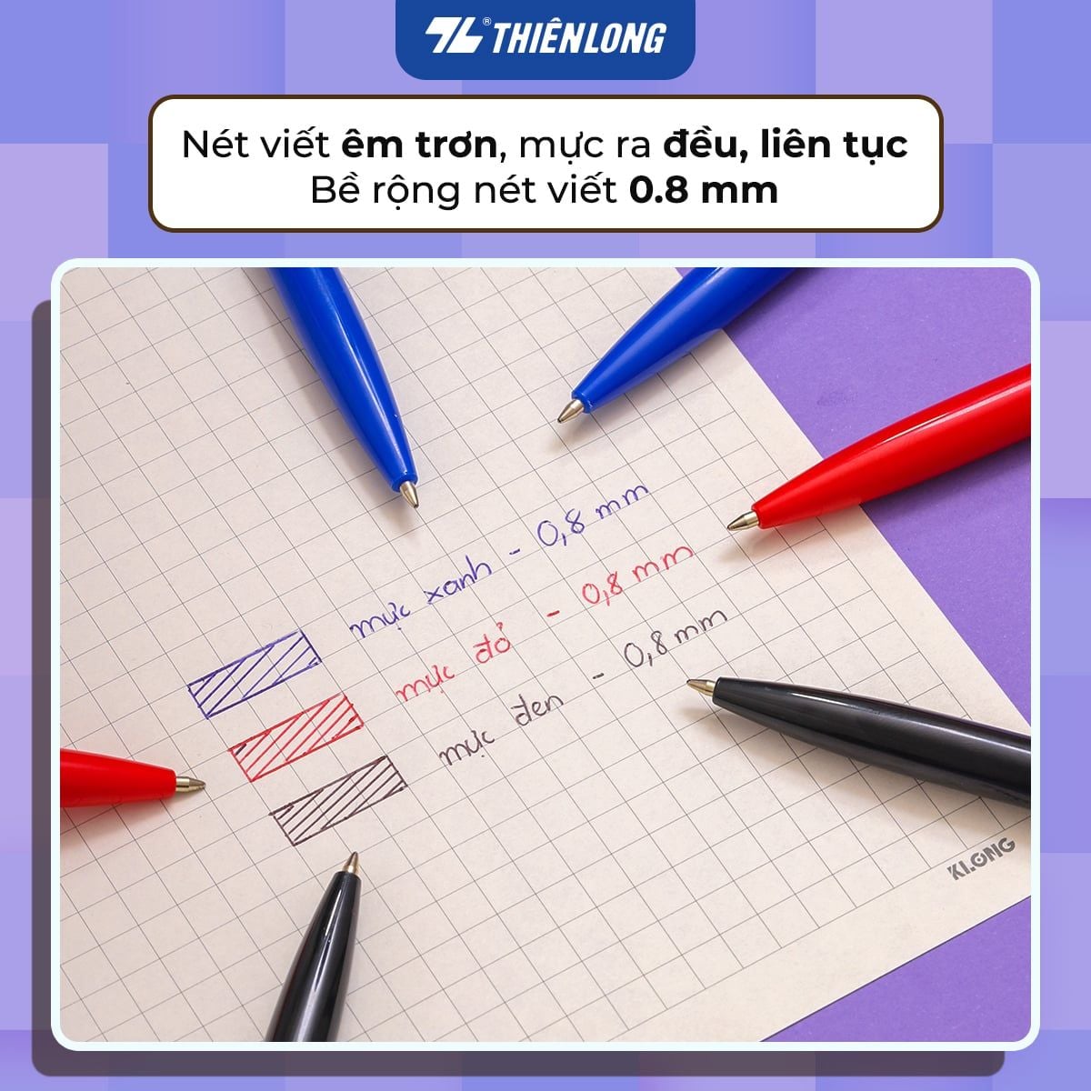 Bút bi Thiên Long TL-023 0.8mm (20) - Bút bi nét to TL023