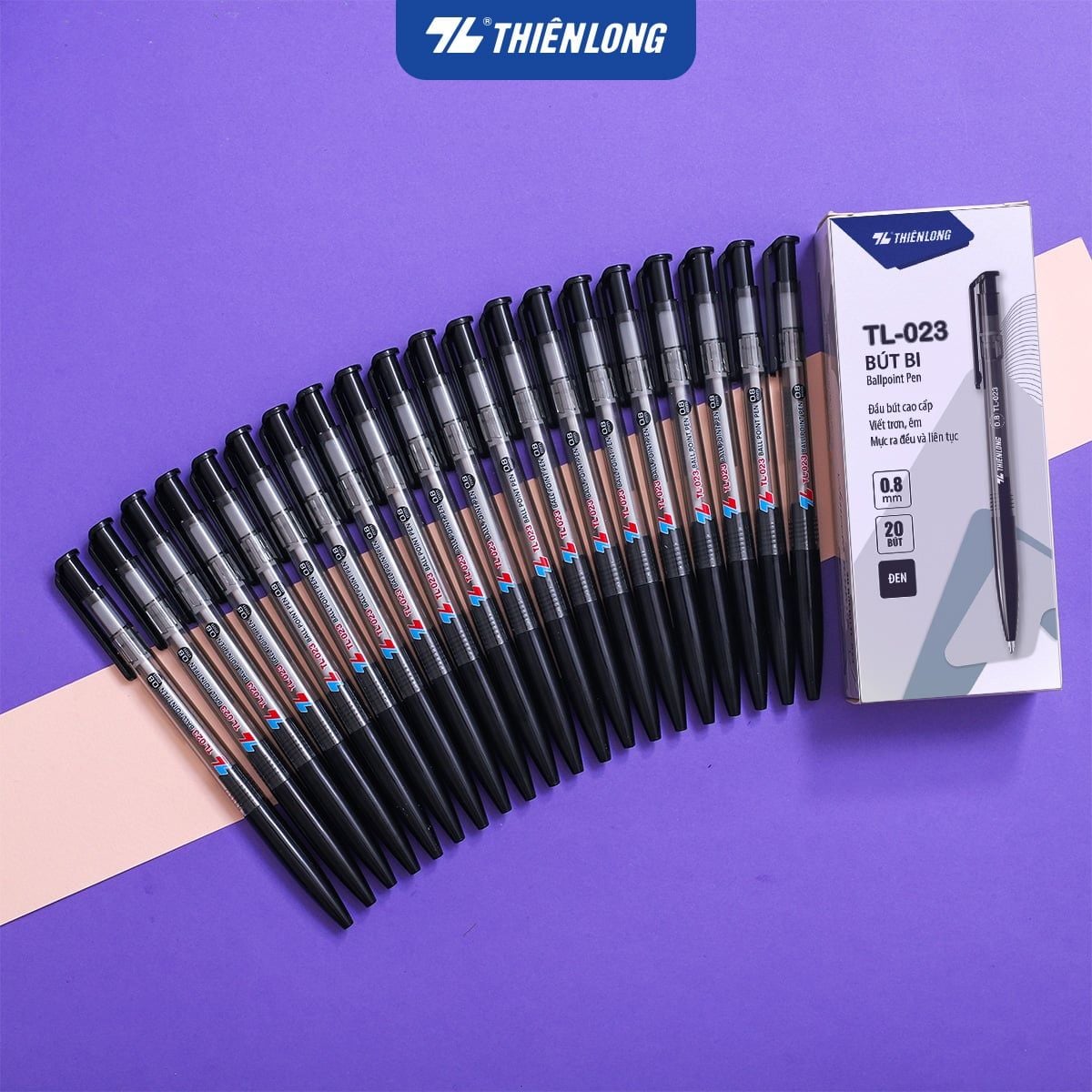 Bút bi Thiên Long TL-023 0.8mm (20) - Bút bi nét to TL023
